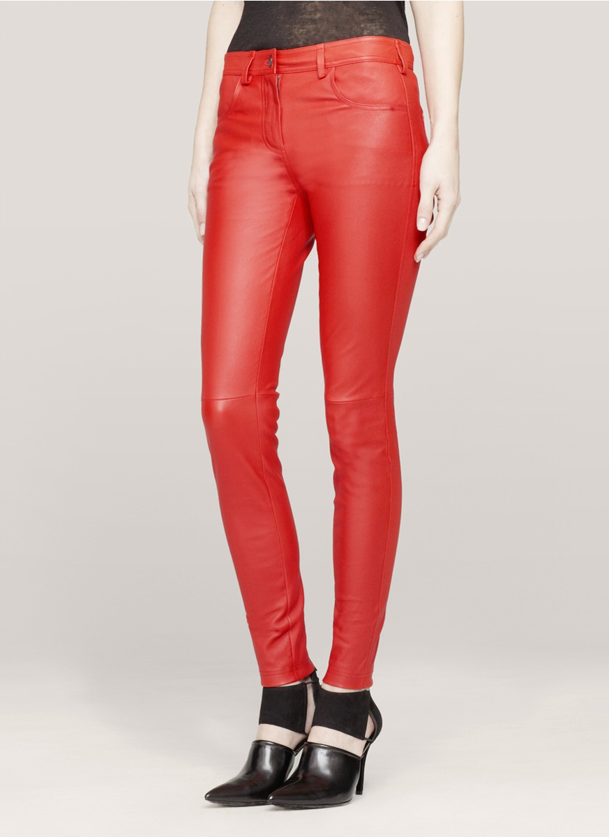 Givenchy Leather Skinny Pants in Red | Lyst