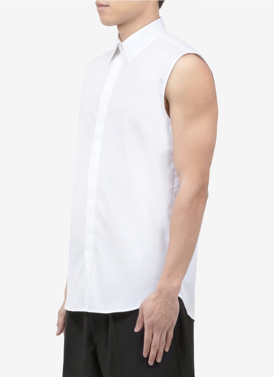 Givenchy Sleeveless Collared Shirt in White for Men - Lyst