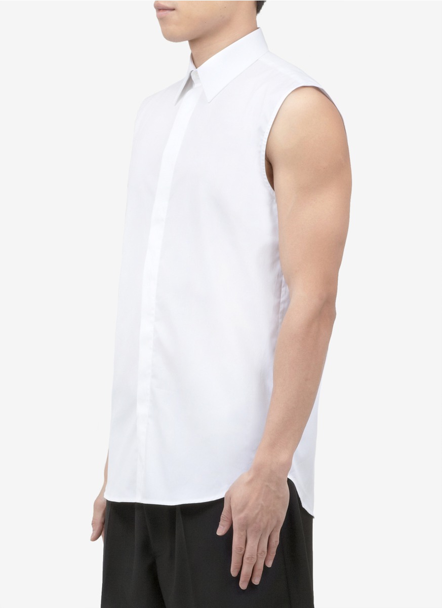 collared shirt without sleeves