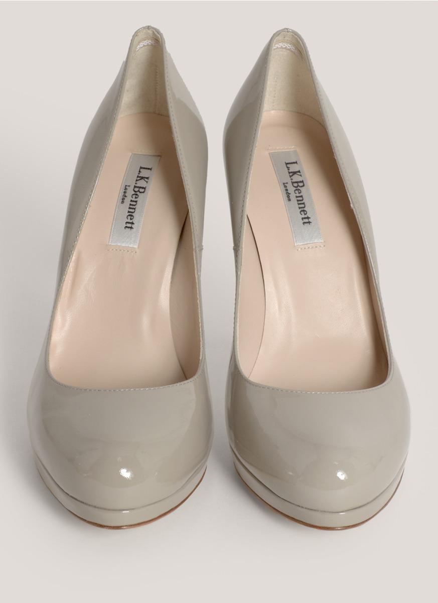 L K Bennett Sledge Patent Leather Pumps In Grey Gray Lyst