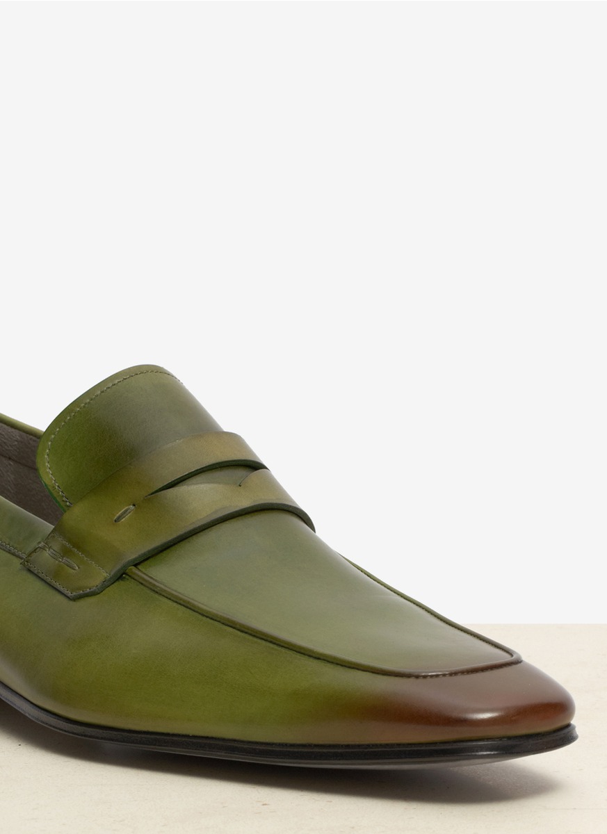 Saks Fifth Avenue Leather Loafers in Olive (Green) Lyst