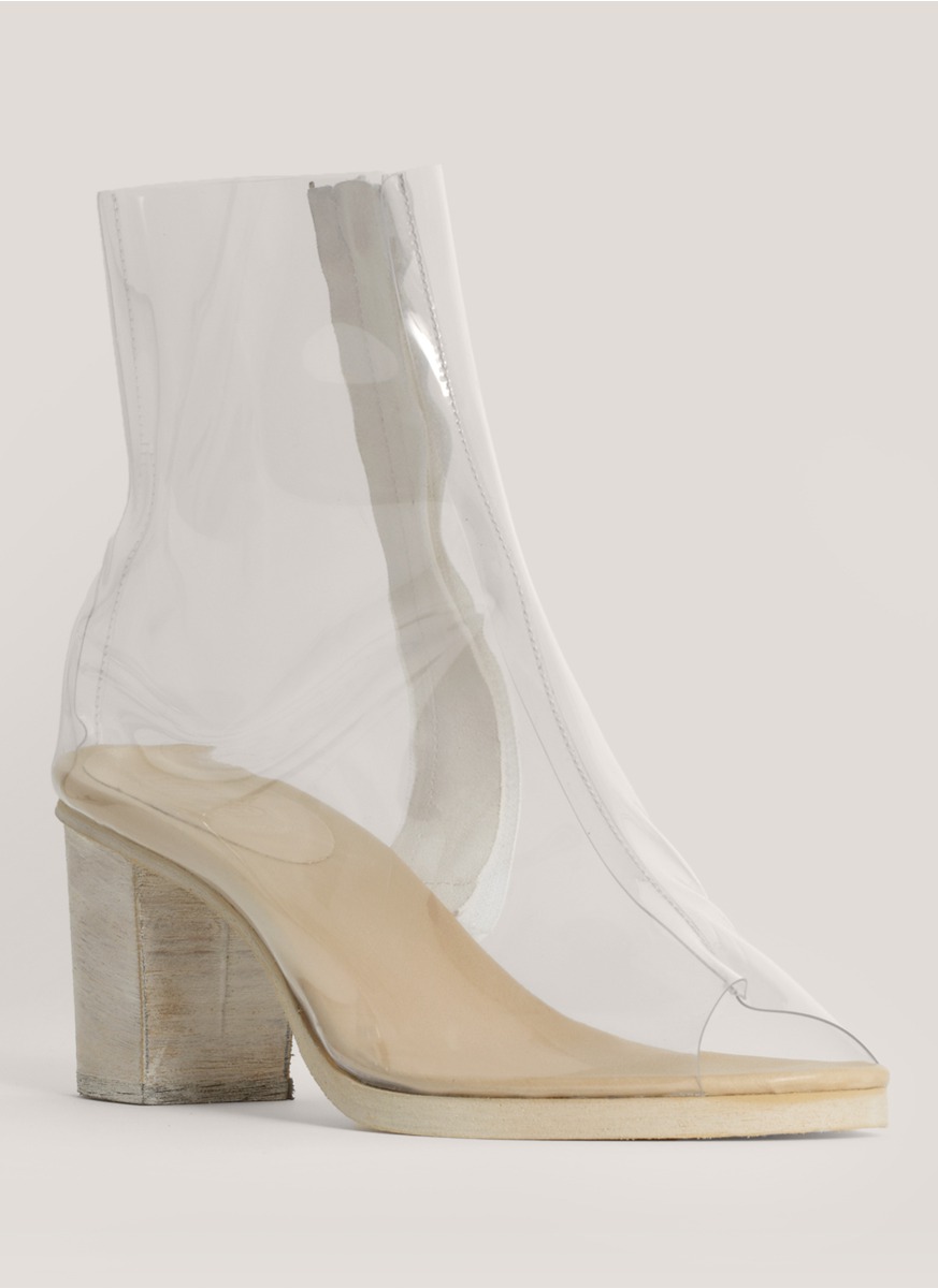 clear peep toe booties