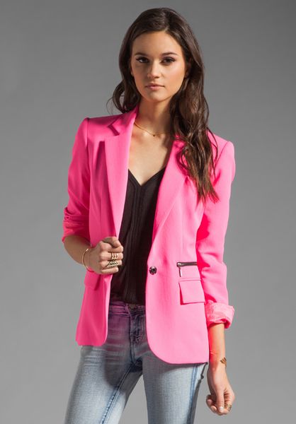 Nanette Lepore Superstar Crepe Blazer in Shocking Pink in Pink | Lyst
