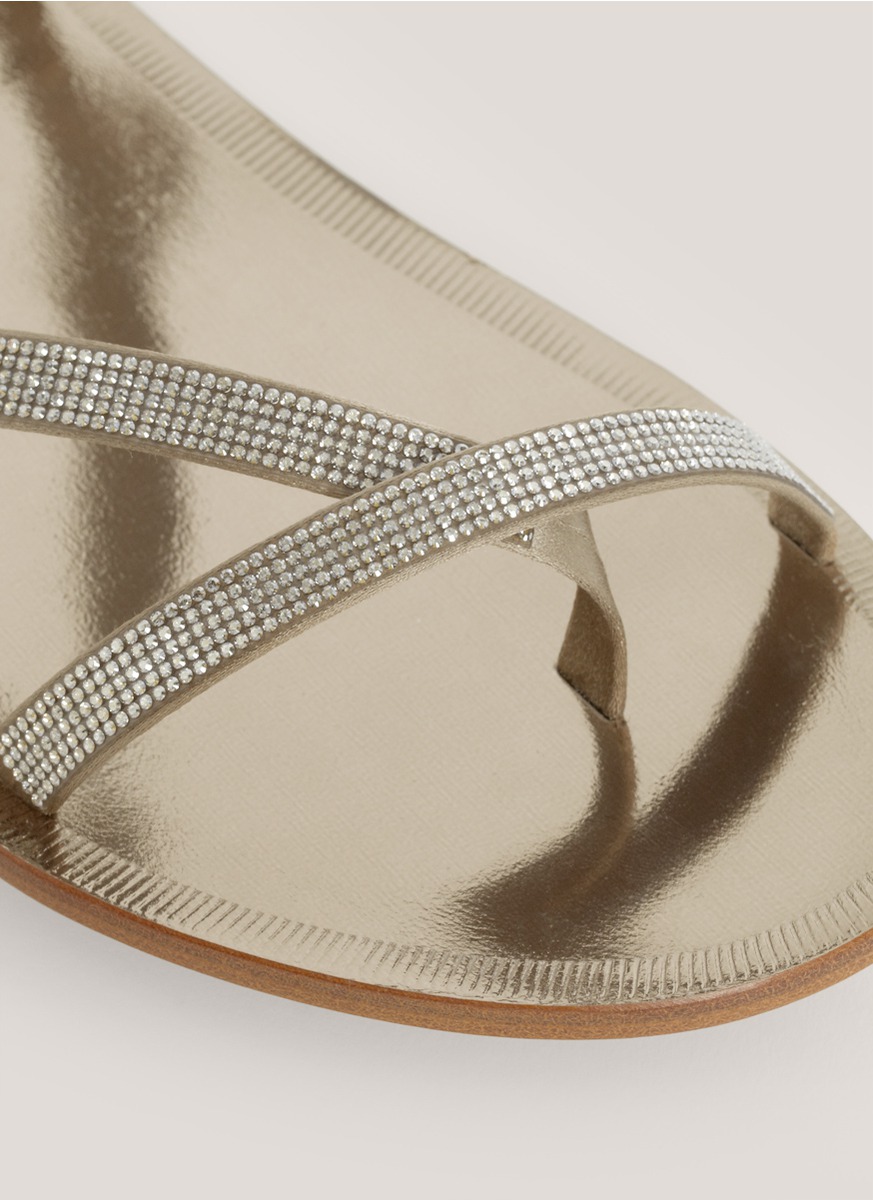 crystal embellished flat sandals