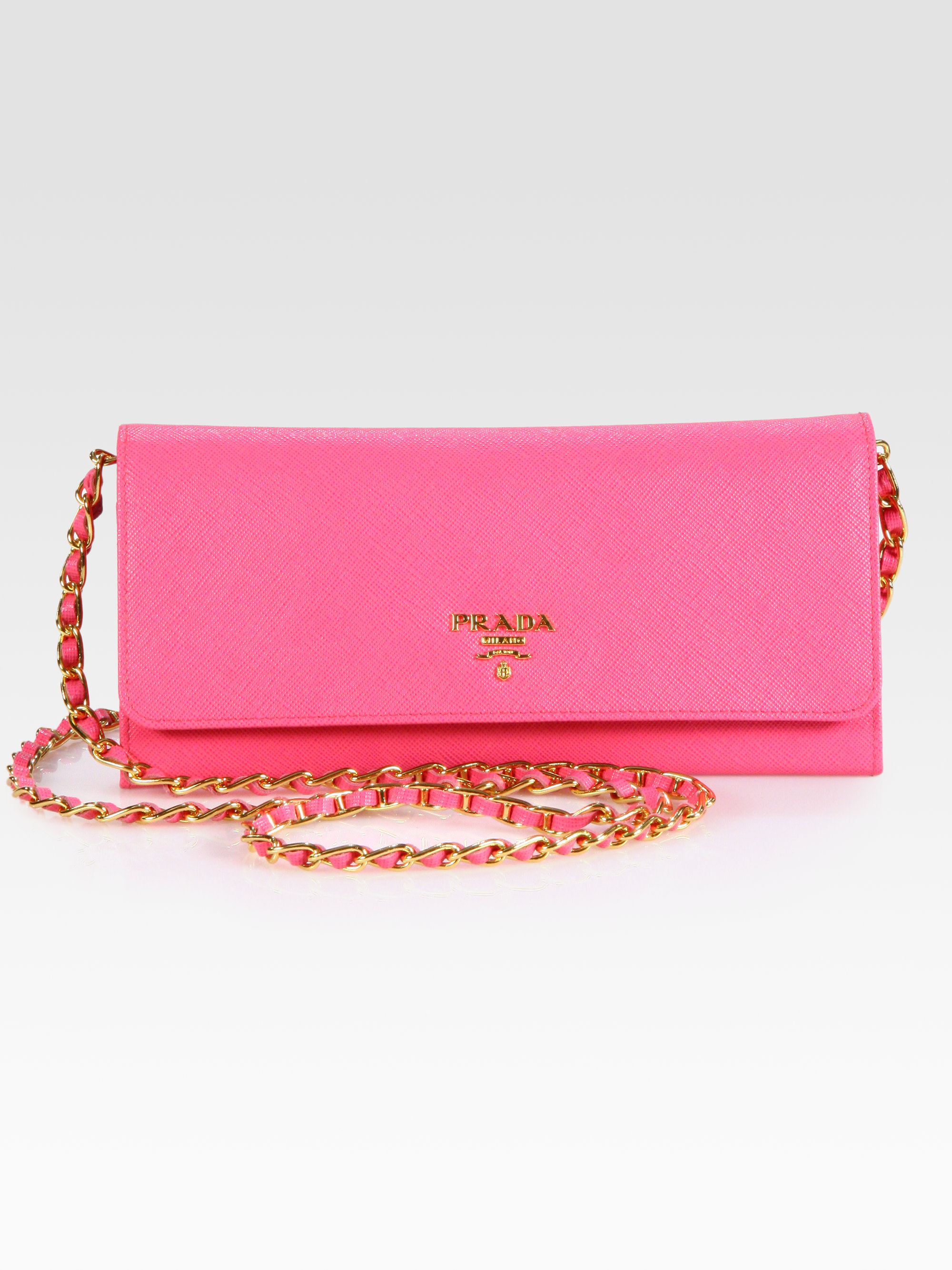 pink prada wallet on chain