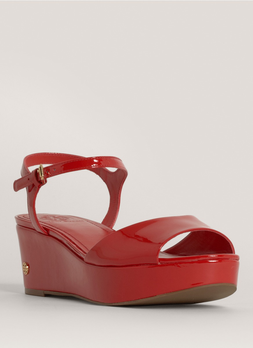 Tory Burch Abena Patent-leather Platform Sandals in Red - Lyst