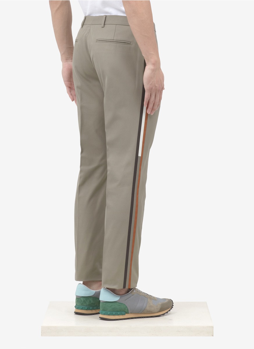 Valentino Side-stripe Straight-leg Pants in Grey (Gray) for Men - Lyst