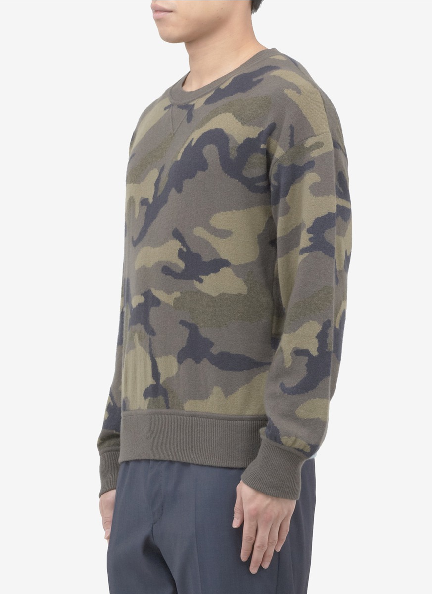 Valentino Camouflage Cashmere Sweater for Men | Lyst