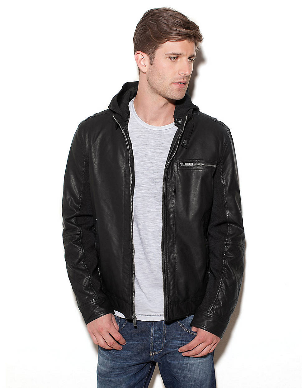 Guess Patterson Faux Leather Jacket in Black for Men - Lyst