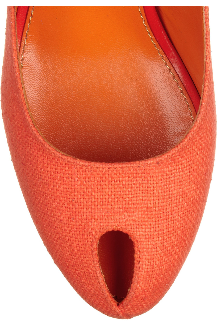 Sergio Rossi Canvascovered Leather Platform Pumps in Orange - Lyst