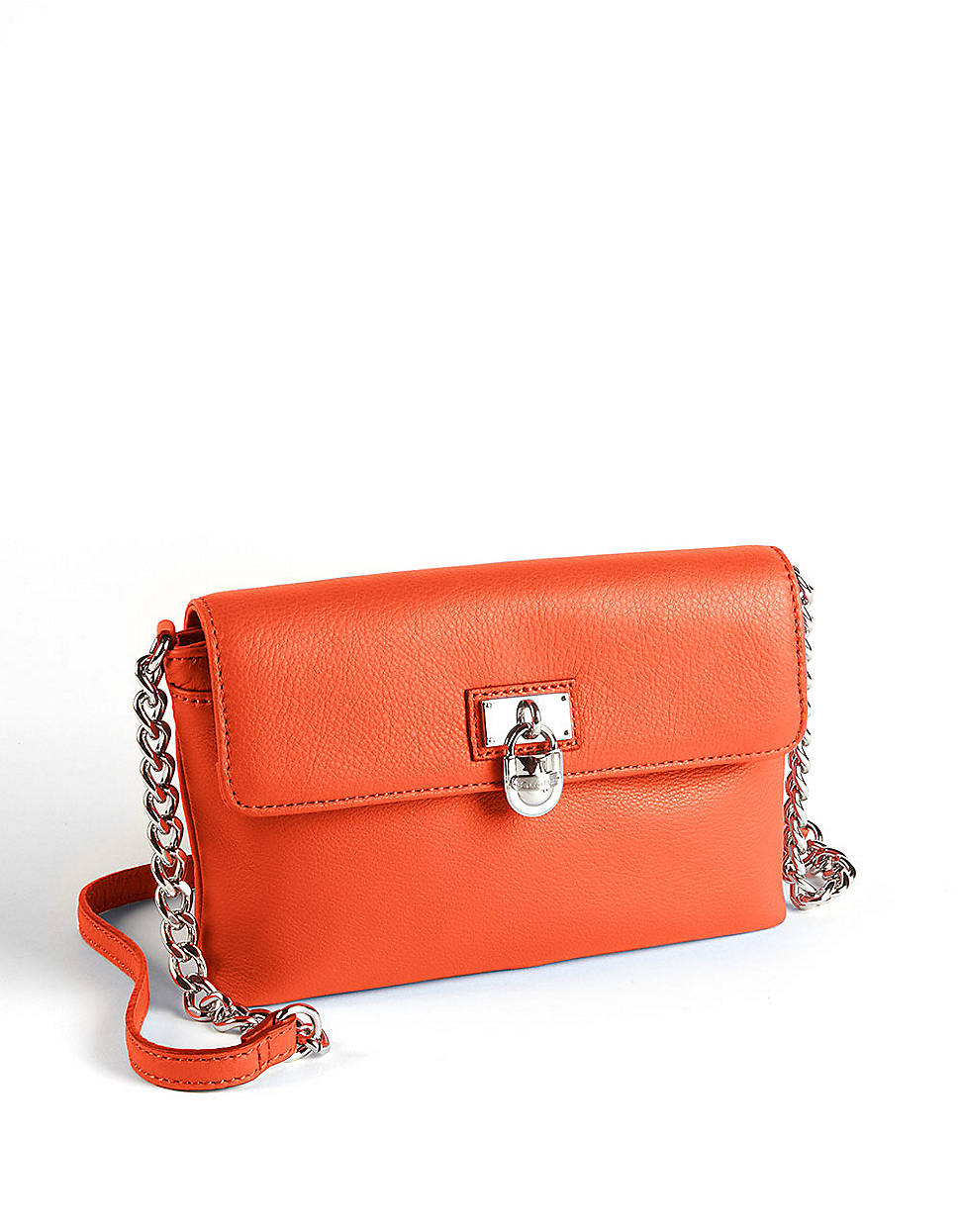 Lyst - Calvin Klein Leather Crossbody Bag in Orange