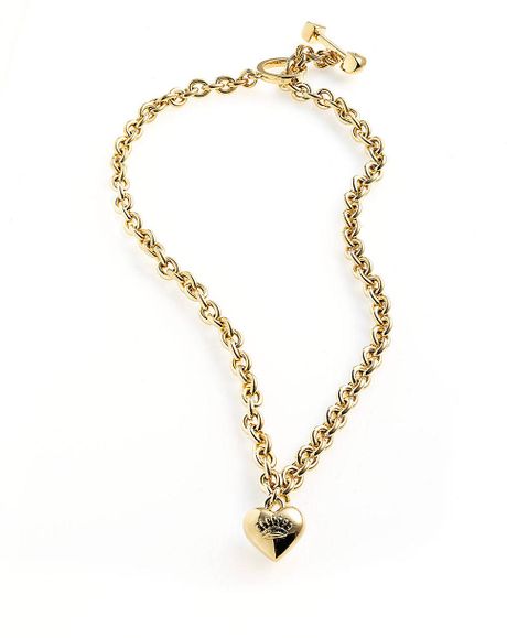 Juicy Couture Medium Heart Necklace in Gold | Lyst