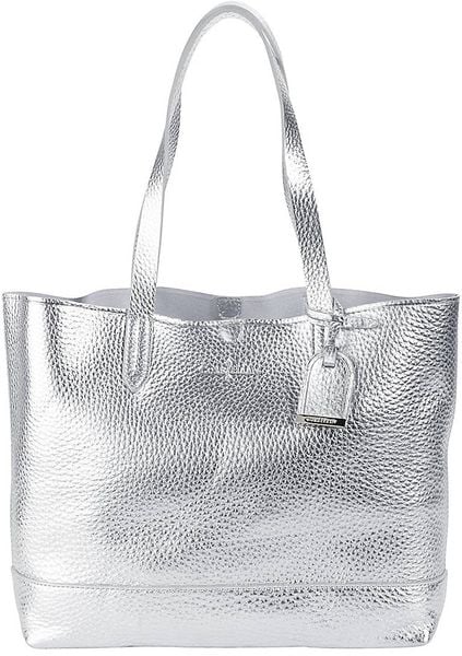 Cole Haan Haven Metallic Leather Small Tote Bag in Silver (argento) | Lyst