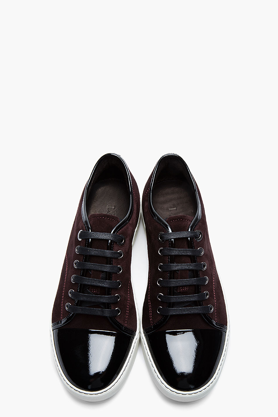 Lyst Lanvin Burgundy Patent and Suede Tennis Shoes in