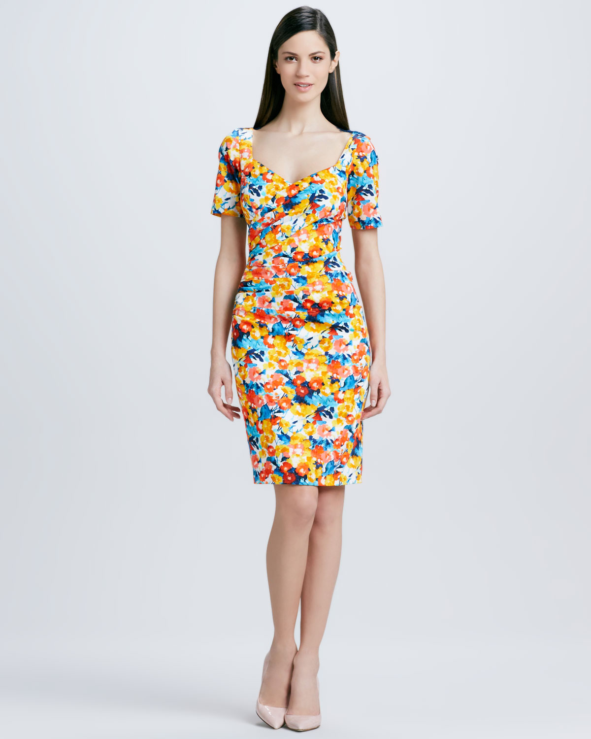 THEIA Floralprint Cocktail Dress - Lyst