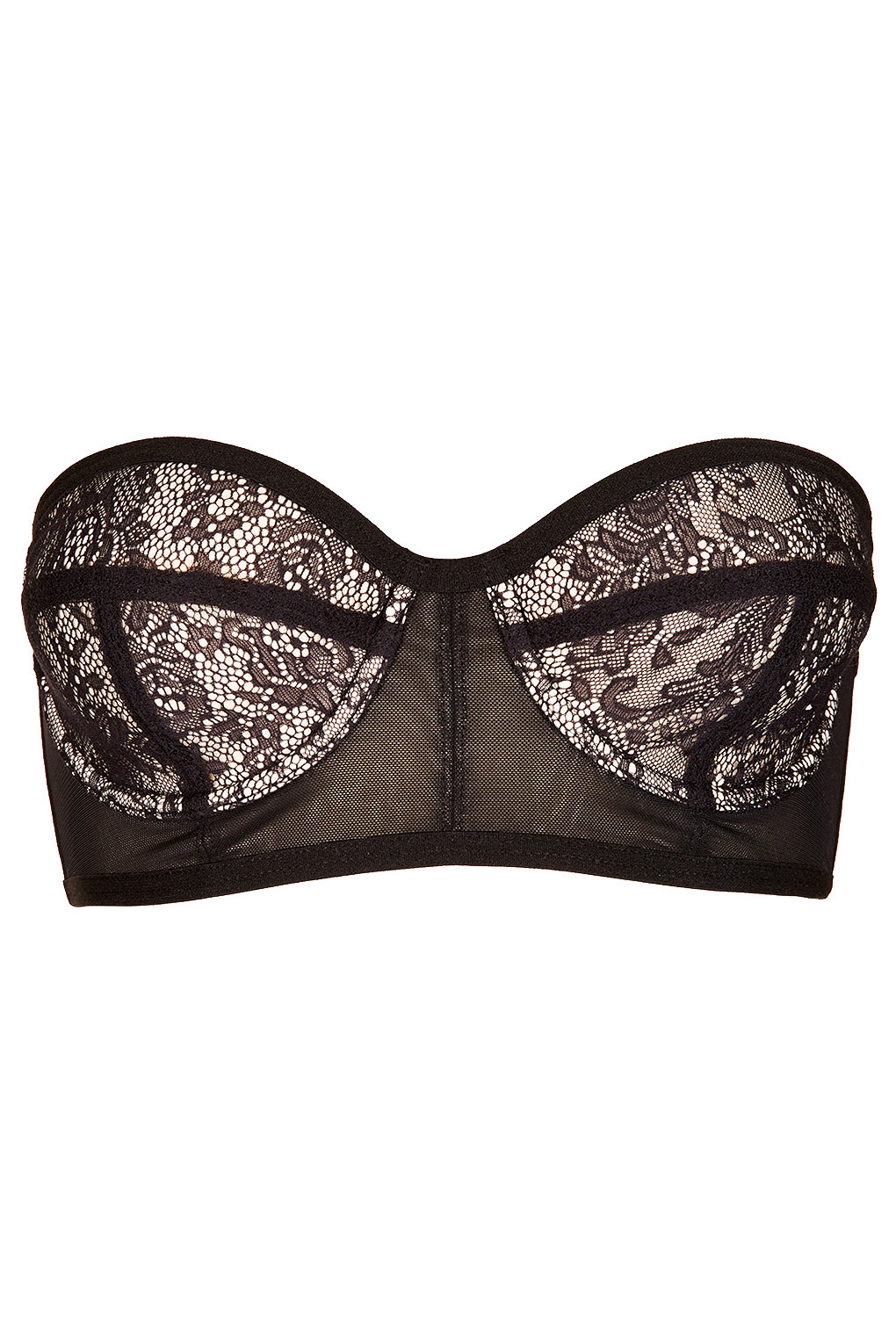 TOPSHOP Lace Strapless Bra in Black - Lyst
