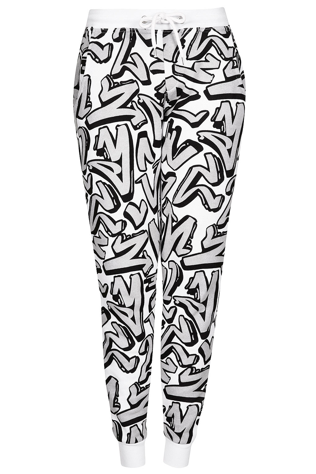 TOPSHOP Street Grafitti Joggers in White (Black) - Lyst