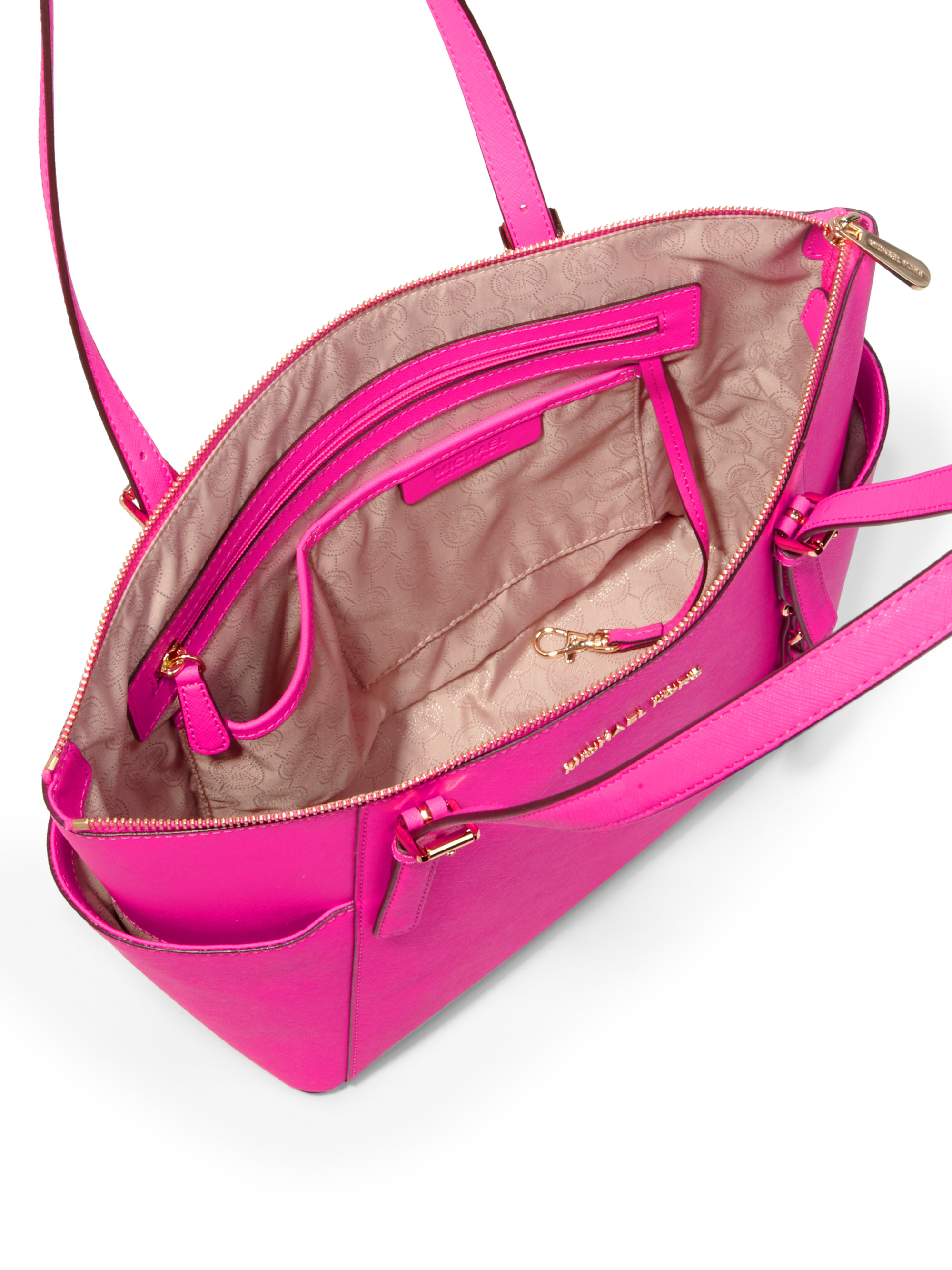 pijp overschot brand MICHAEL Michael Kors Eastwest Top Zip Saffiano Leather Tote Bag in Pink |  Lyst