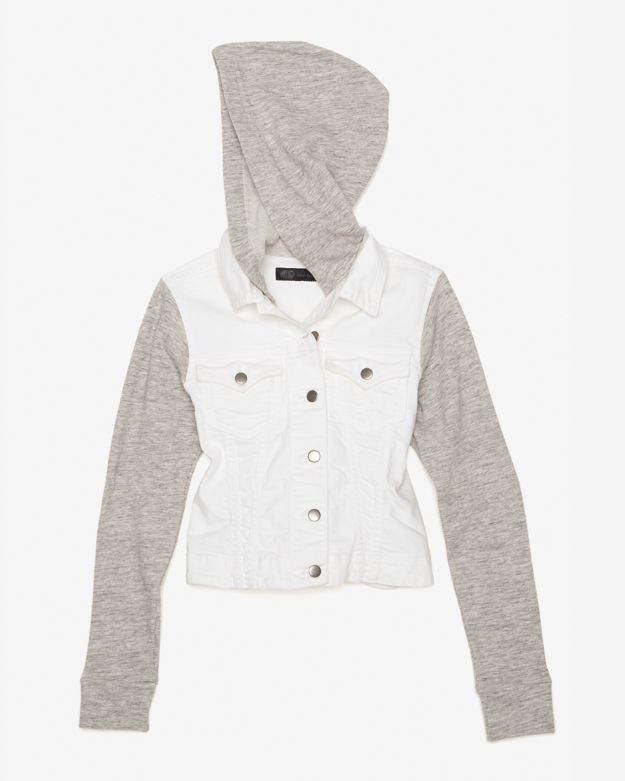 White denim hoodie Clearance