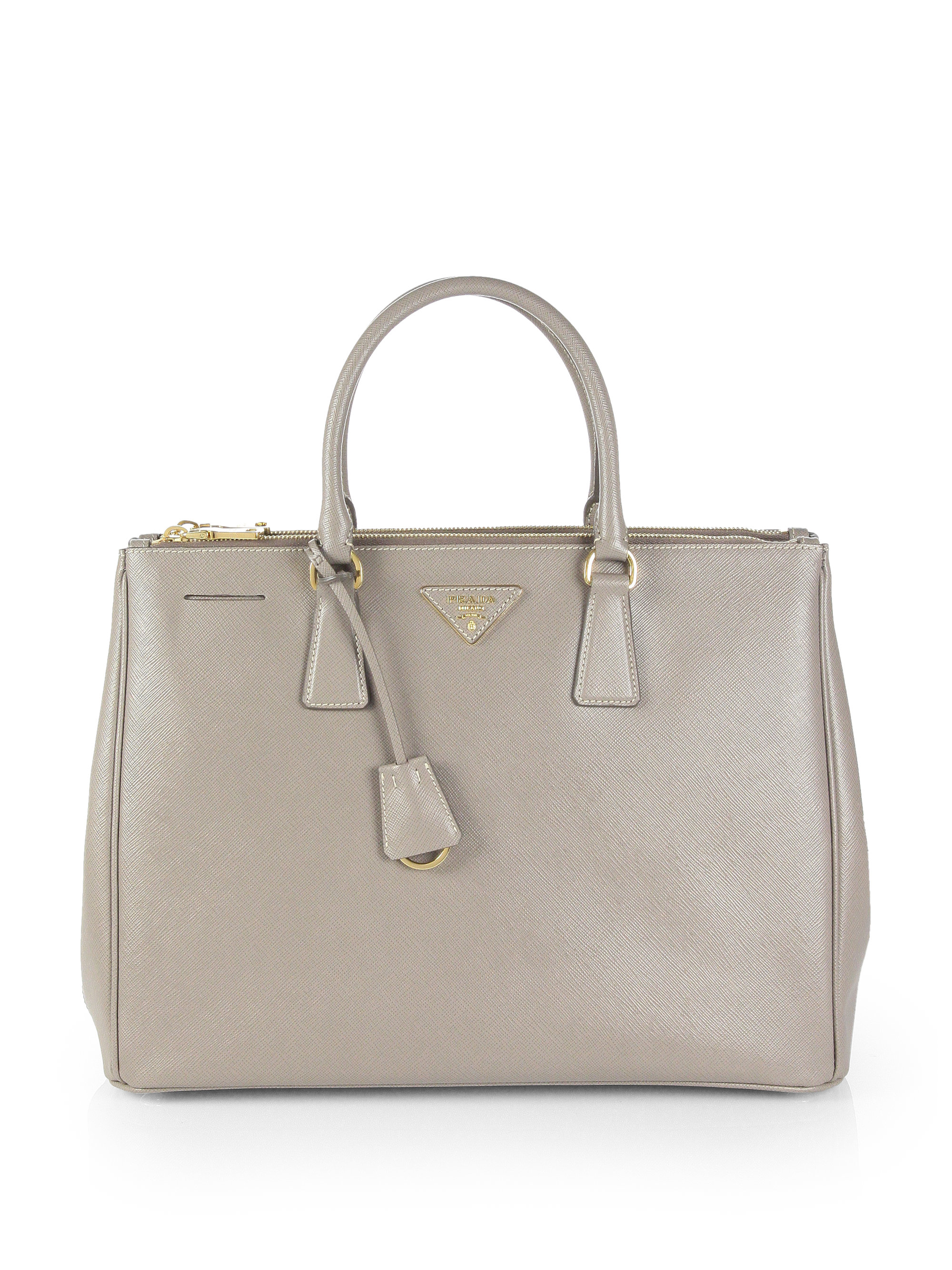 Prada Saffiano Lux Large Doublezip Tote in Gray Lyst