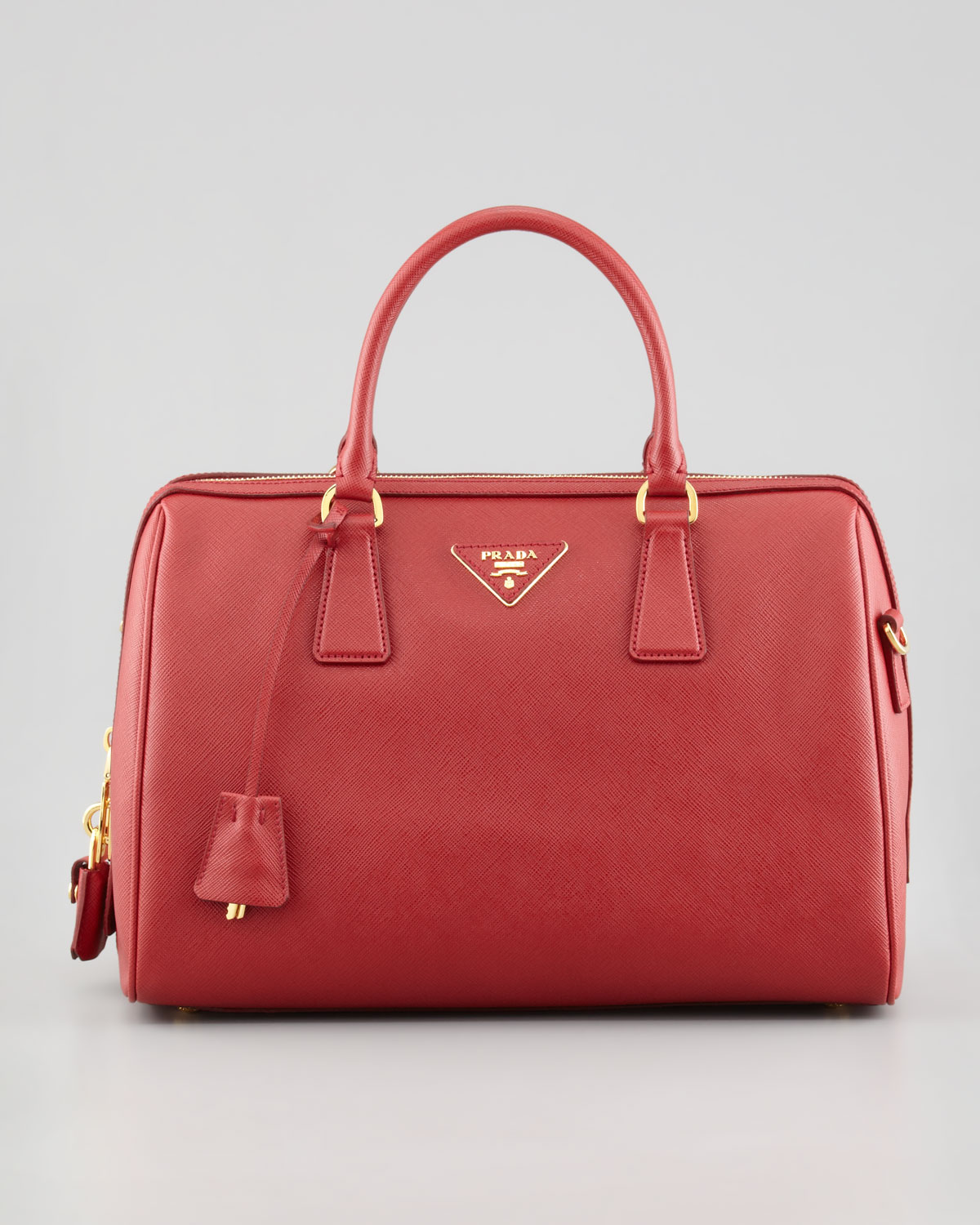 Lyst - Prada Saffiano Bowler Bag in Red