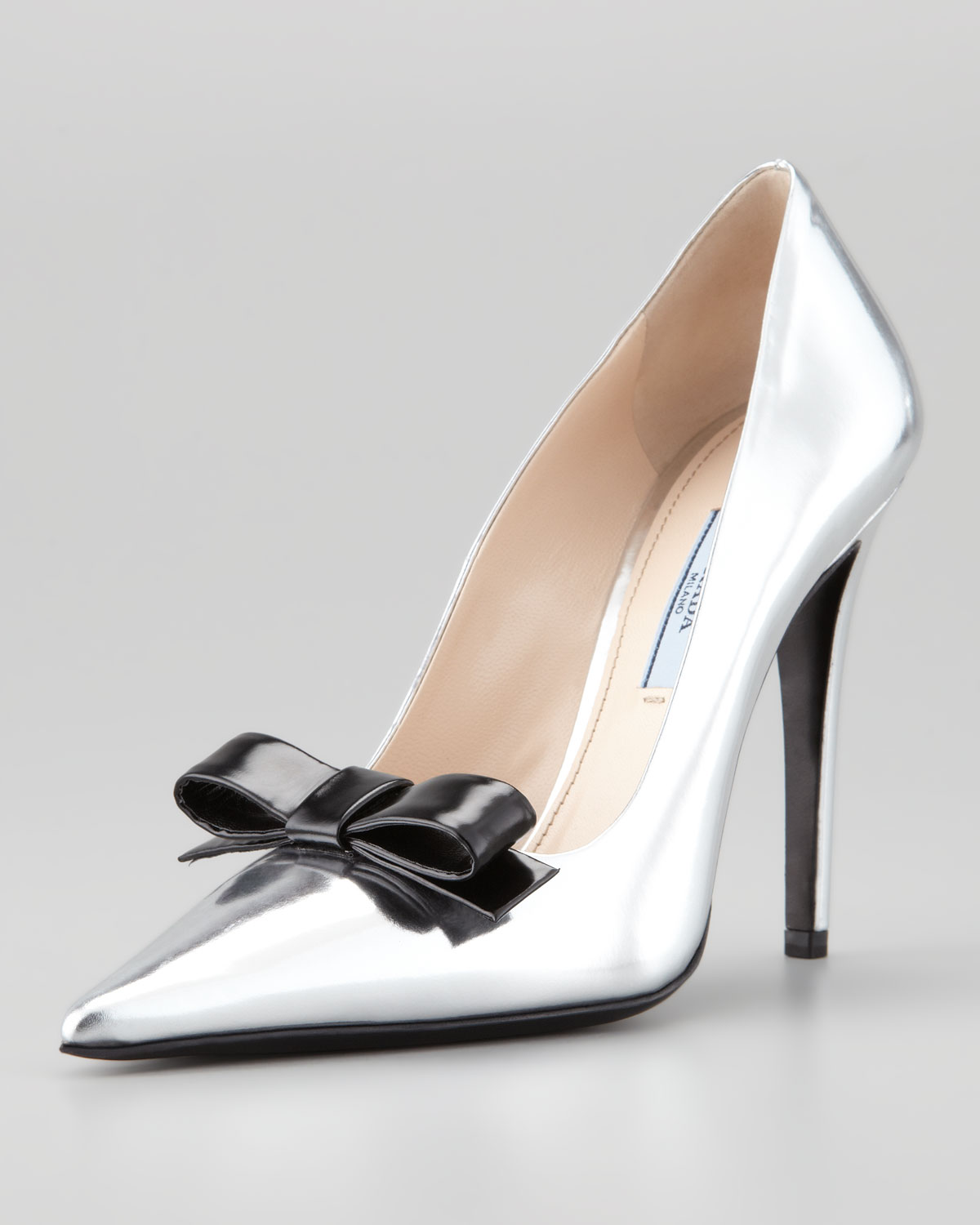 prada silver pumps