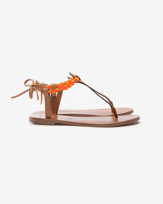 See By ChloÃ© Braided Neon Thong Strap Sandal in Orange- (Orange) - Lyst