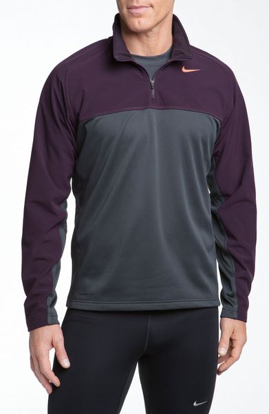 Nike Shield Thermafit Fleece Quarter Zip Top in Gray for Men ...