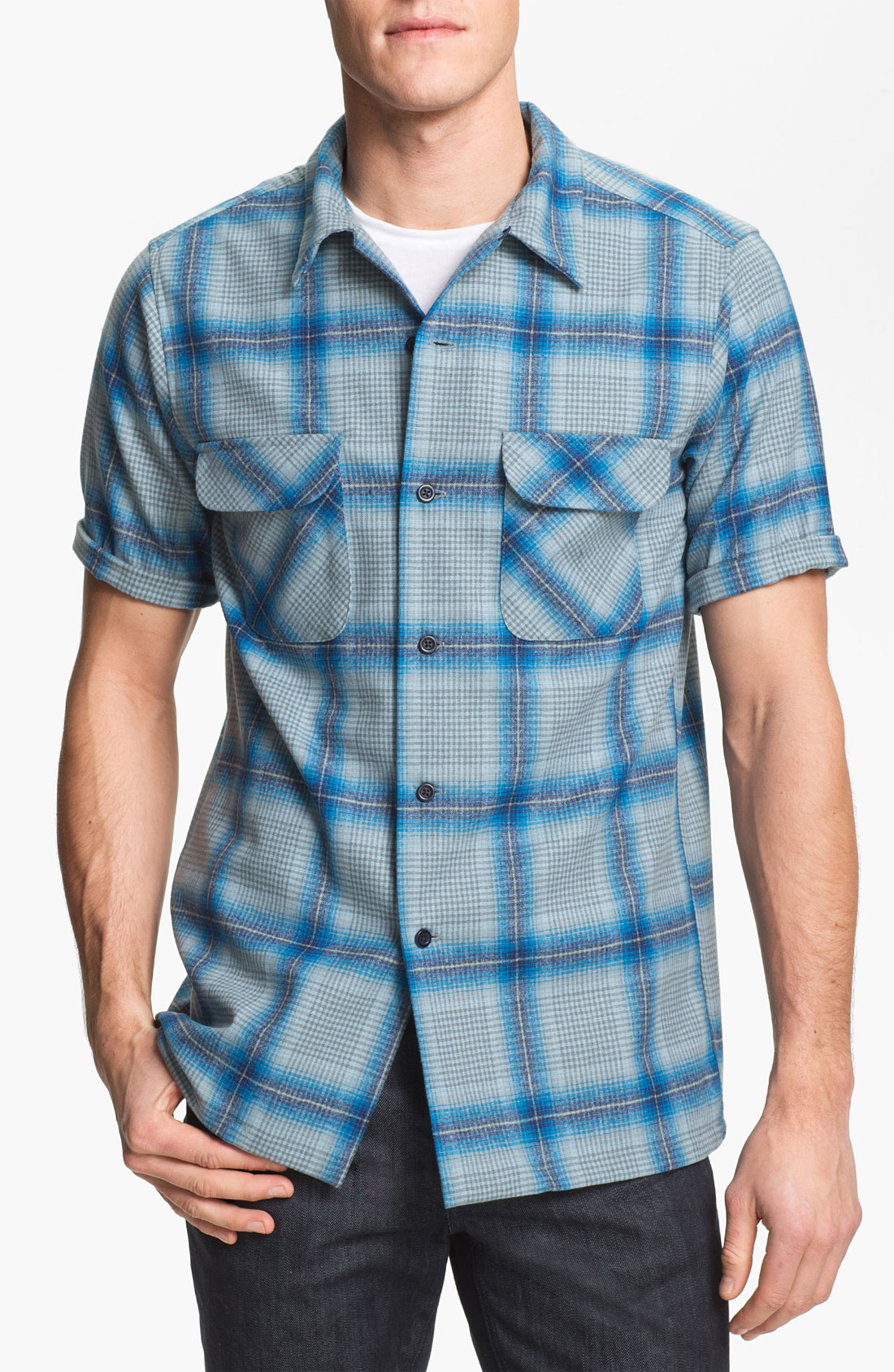 Pendleton Board Fitted Short Sleeve Wool Shirt in Blue for Men | Lyst