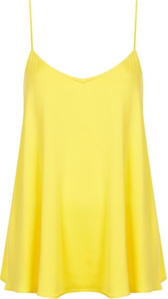 Topshop Silk Cami in Yellow - Lyst