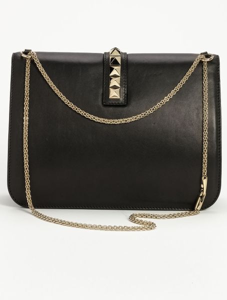 Valentino Grande Lock Leather Shoulder Bag in Black | Lyst