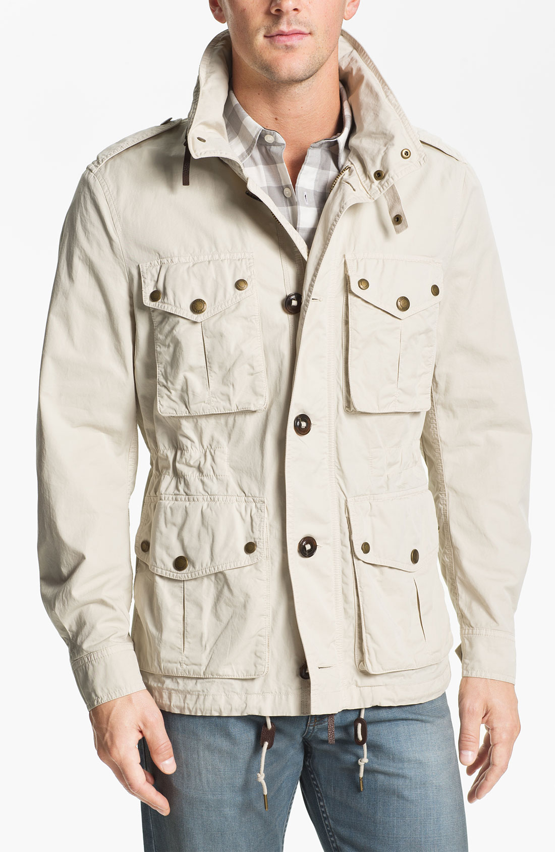 Burberry Brit Becondale Military Jacket in White for Men (pale wheat ...