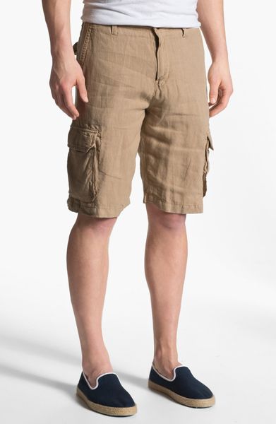Lucky Brand Long Beach Linen Cargo Shorts in Beige for Men (Brown) | Lyst