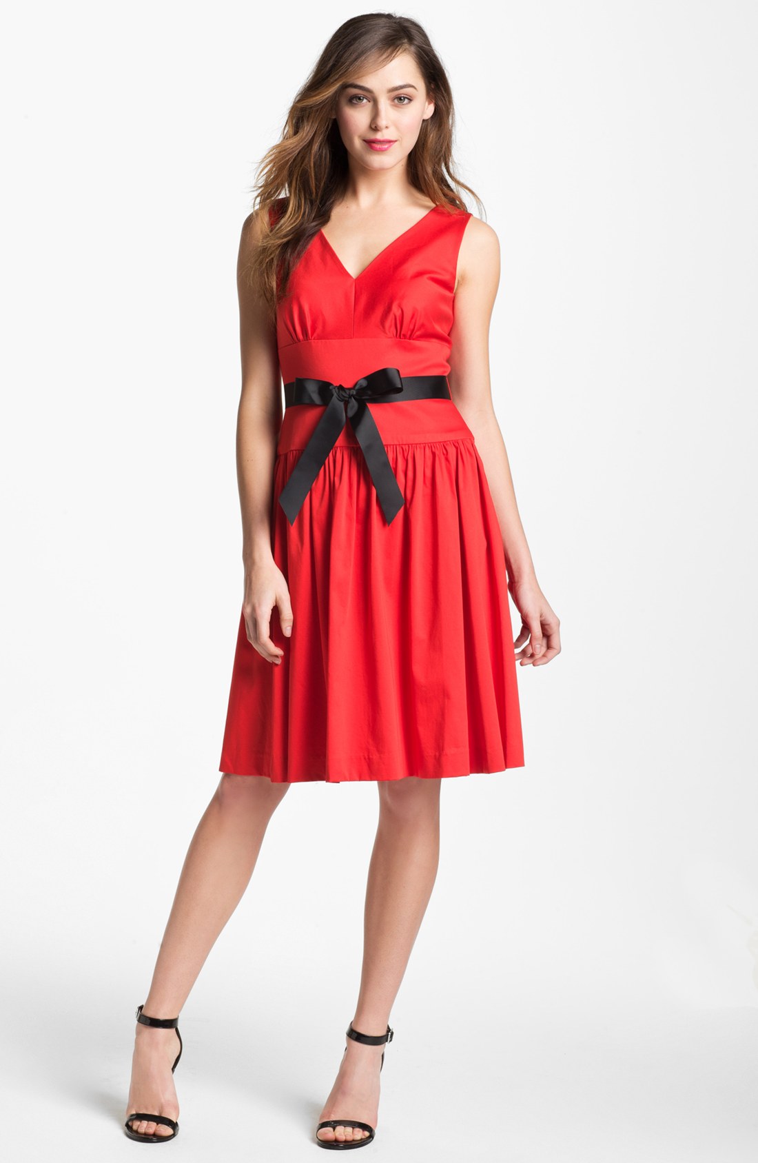 Calvin Klein Back Cutout Fit Flare Dress in Red (poppy) | Lyst