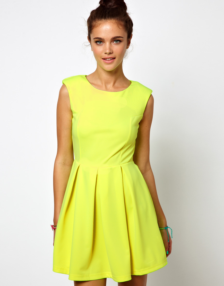neon green skater dress