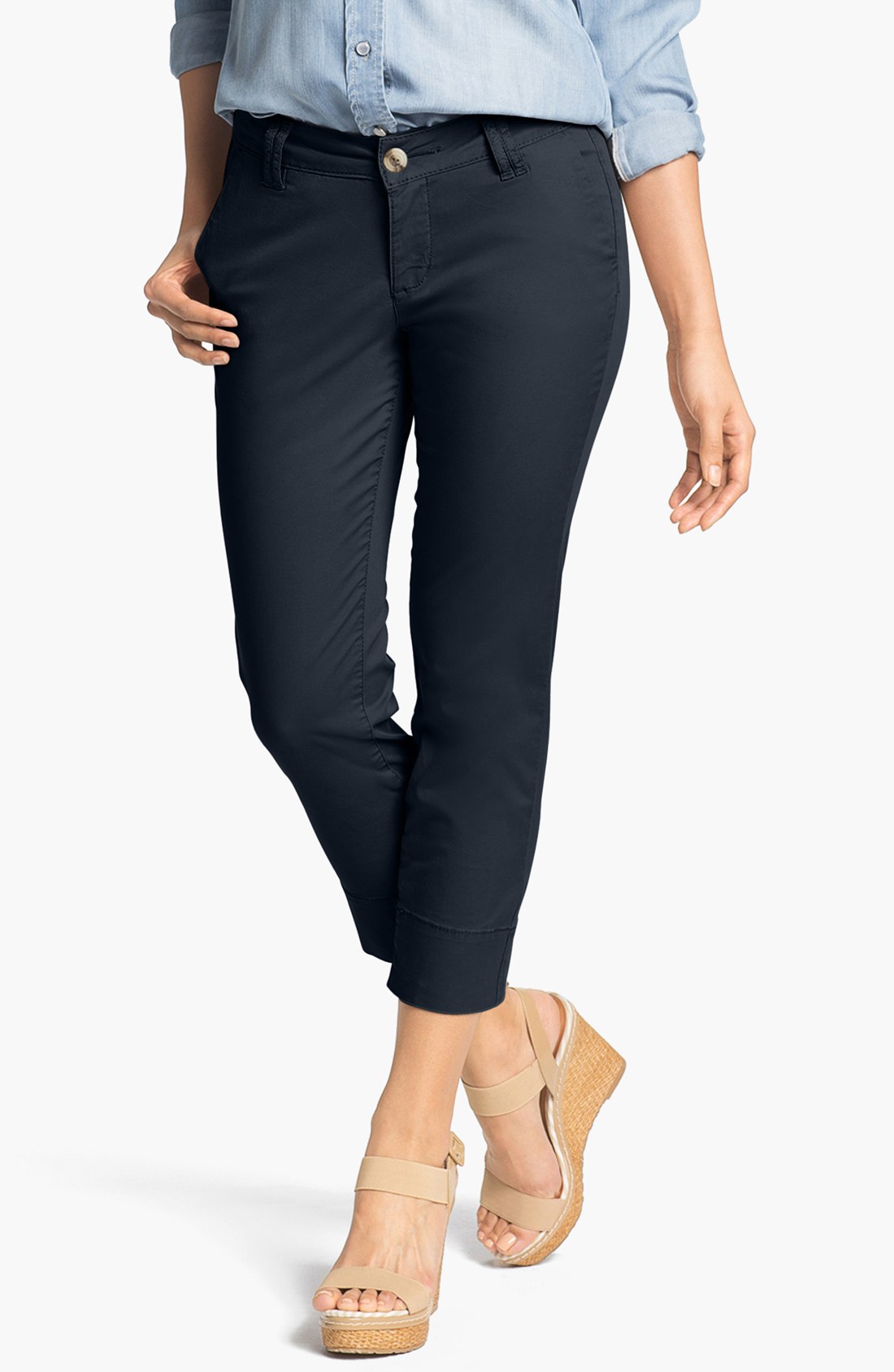Jag jeans Maitland Crop Twill Pants in Blue (Nautical Navy) | Lyst
