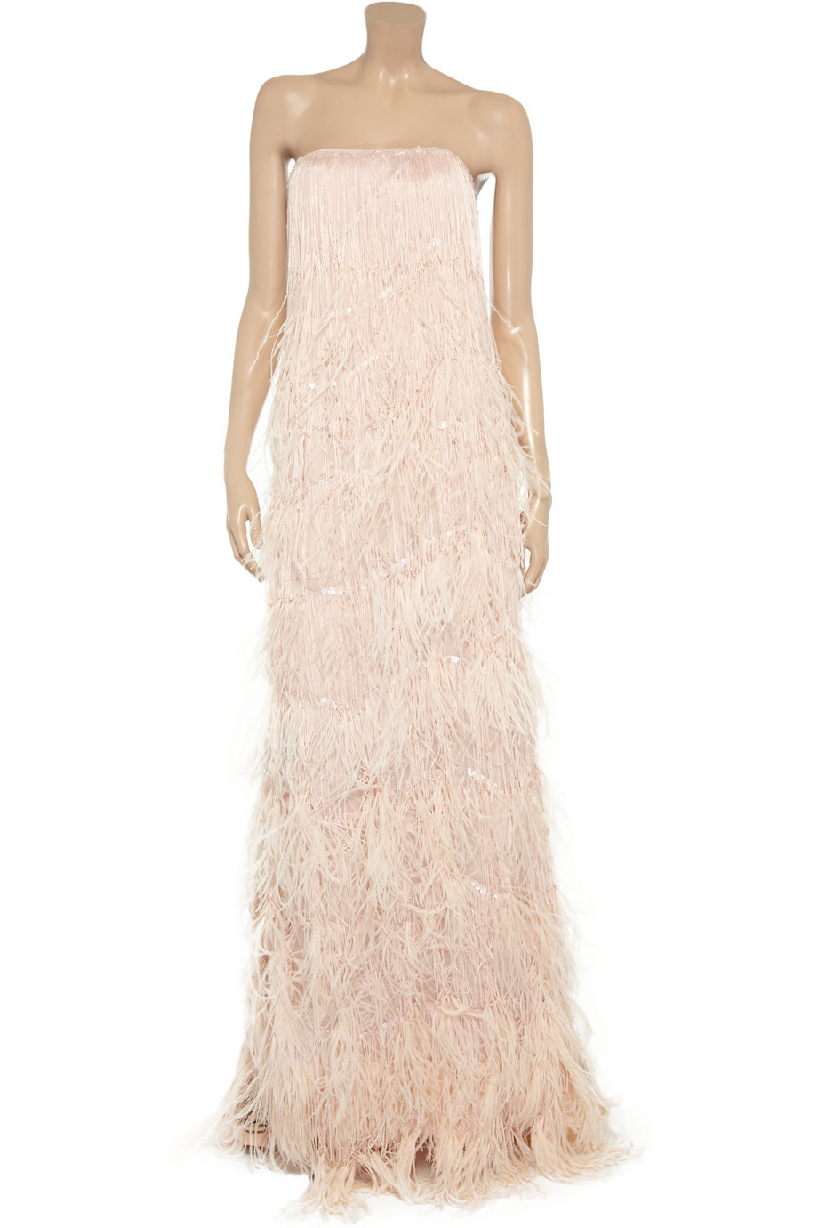 oscar de la renta feather gown