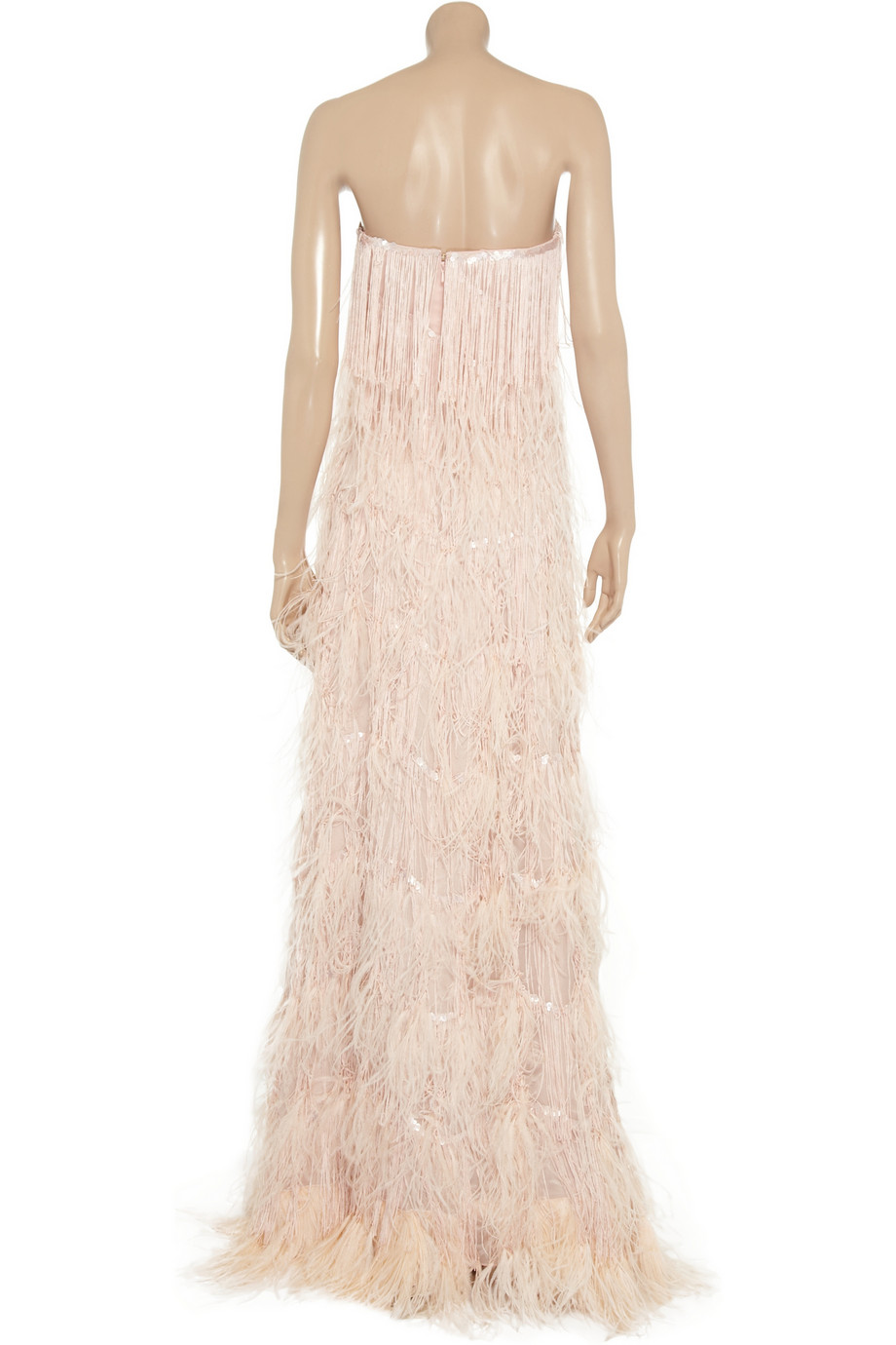 oscar de la renta feather gown