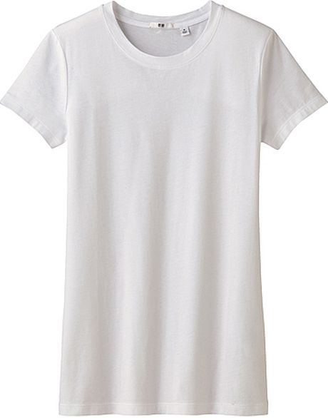 Uniqlo Premium Cotton Stretch Crew Neck Short Sleeve Tshirt in White | Lyst