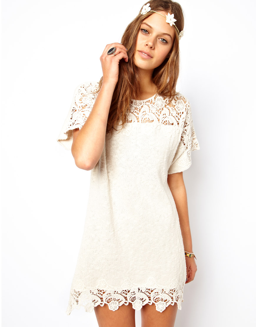 Lyst - Asos Crochet Lace Detail Tunic in White