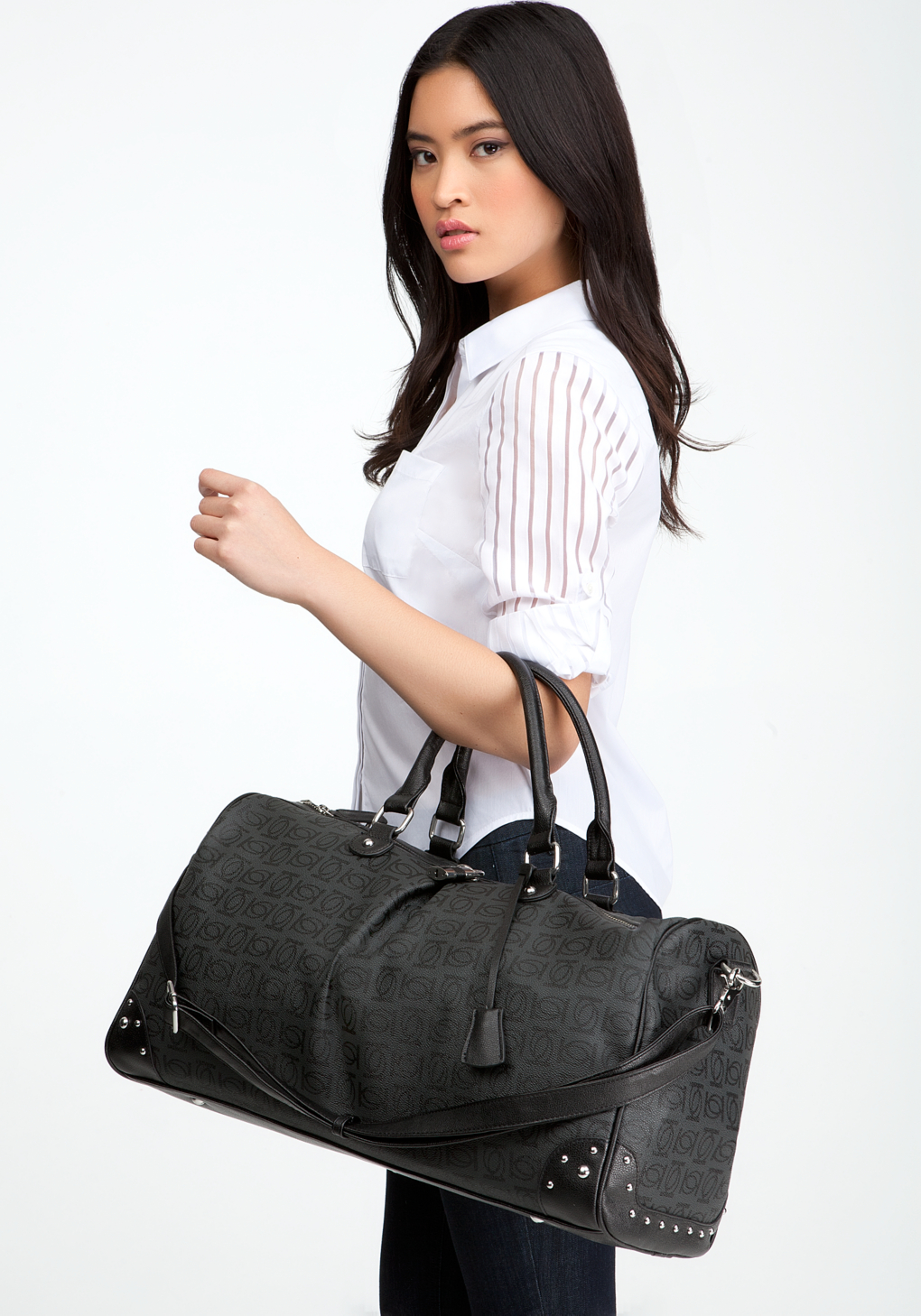 Bebe Logo Monogram Weekender Bag In Black Black Black Lyst