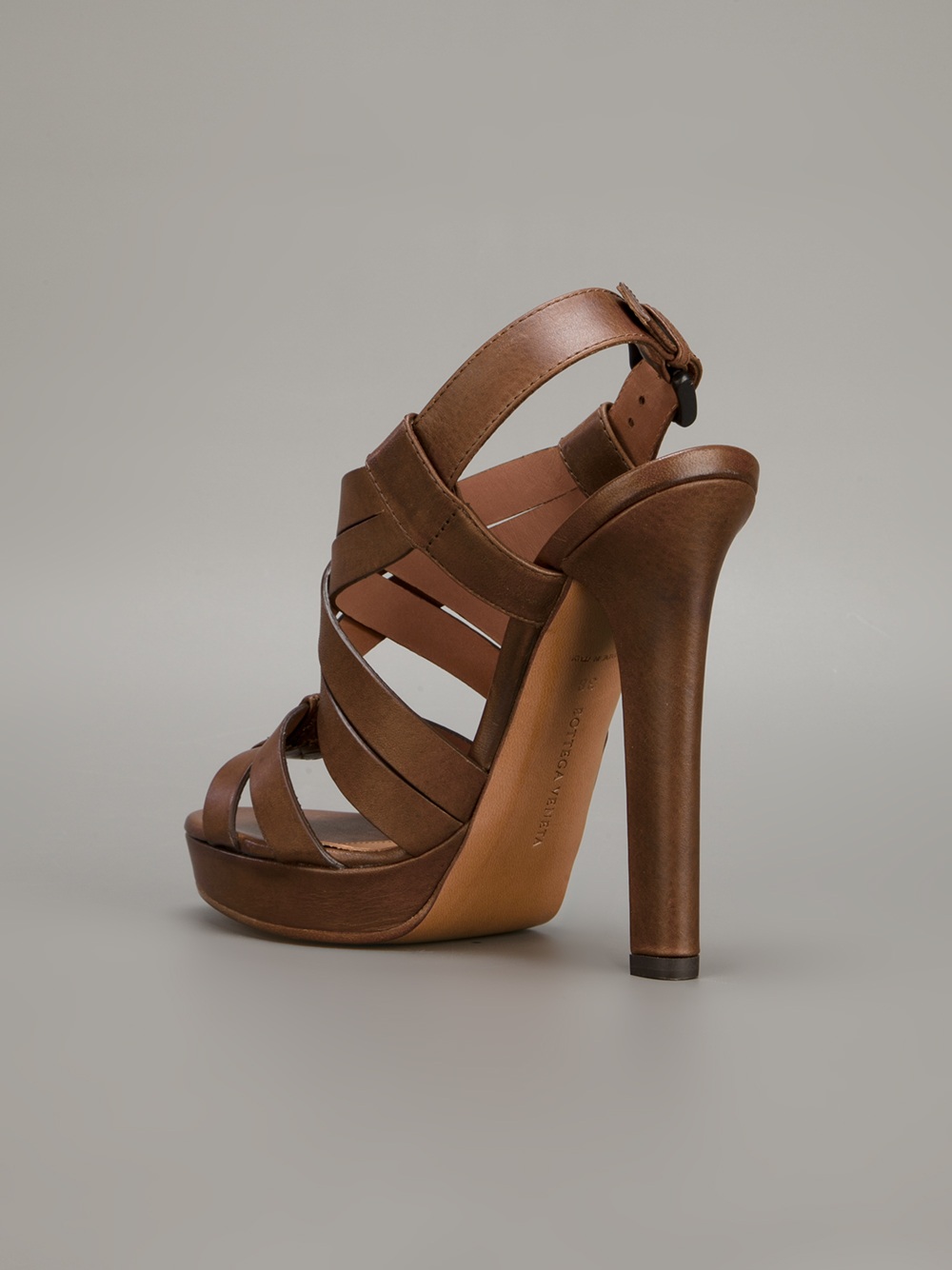Bottega Veneta Strappy Sandal in Brown - Lyst