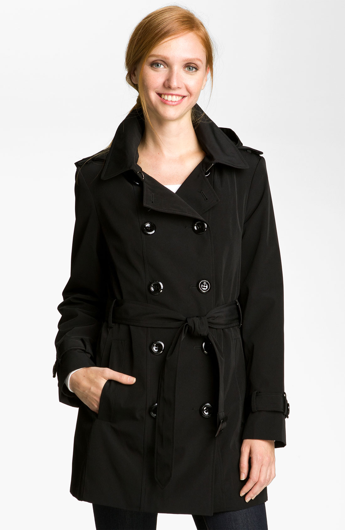Calvin Klein Double Breasted Trench Coat in Black | Lyst