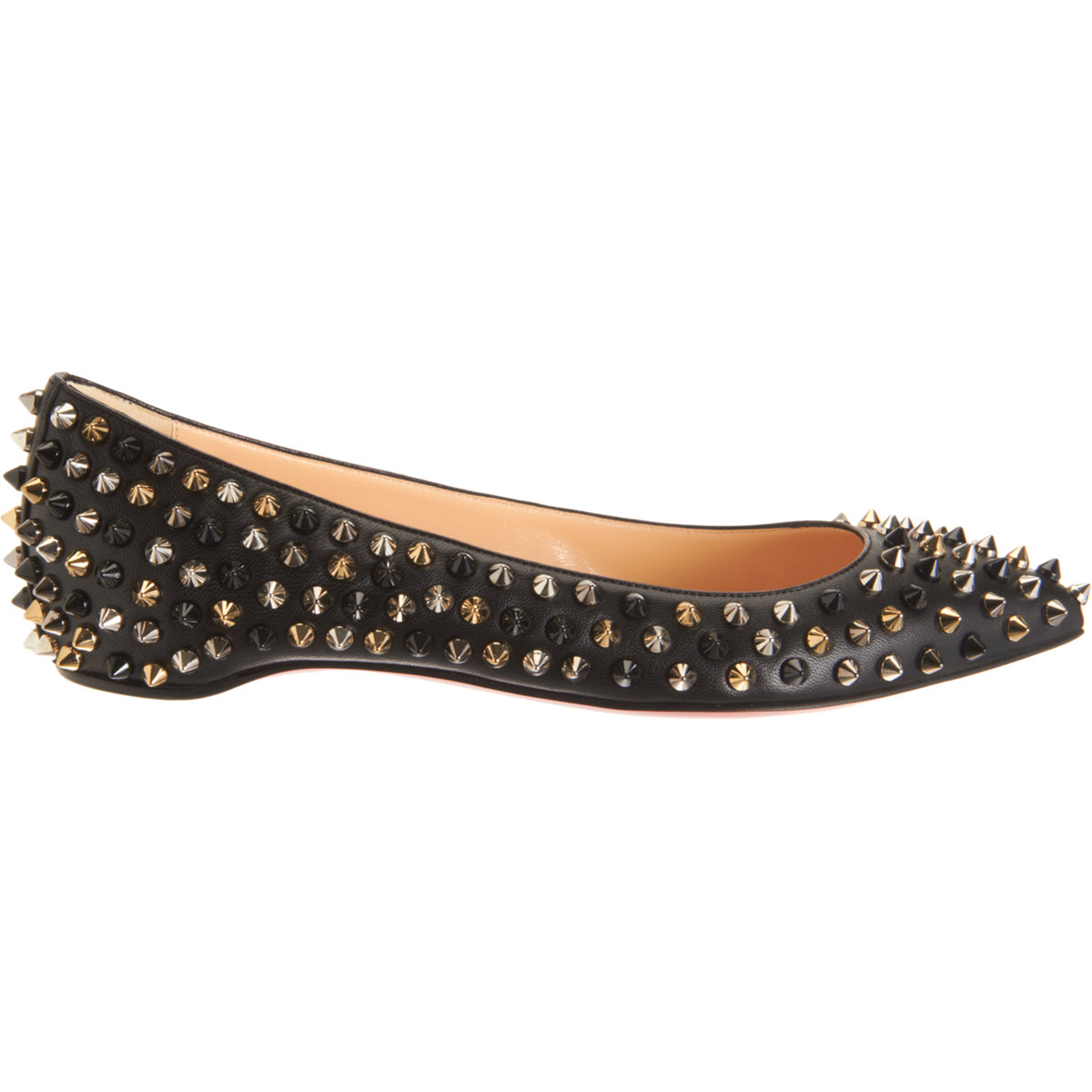 christian louboutin patent leather Pigalle Spikes flats Black ...
