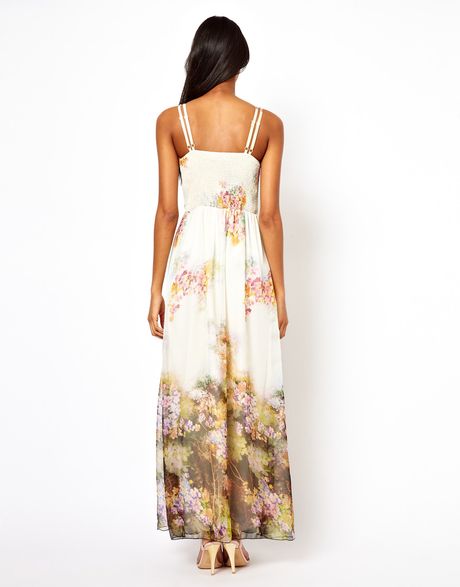 Little Mistress Maxi Dress in Floral Print in White (floral) | Lyst