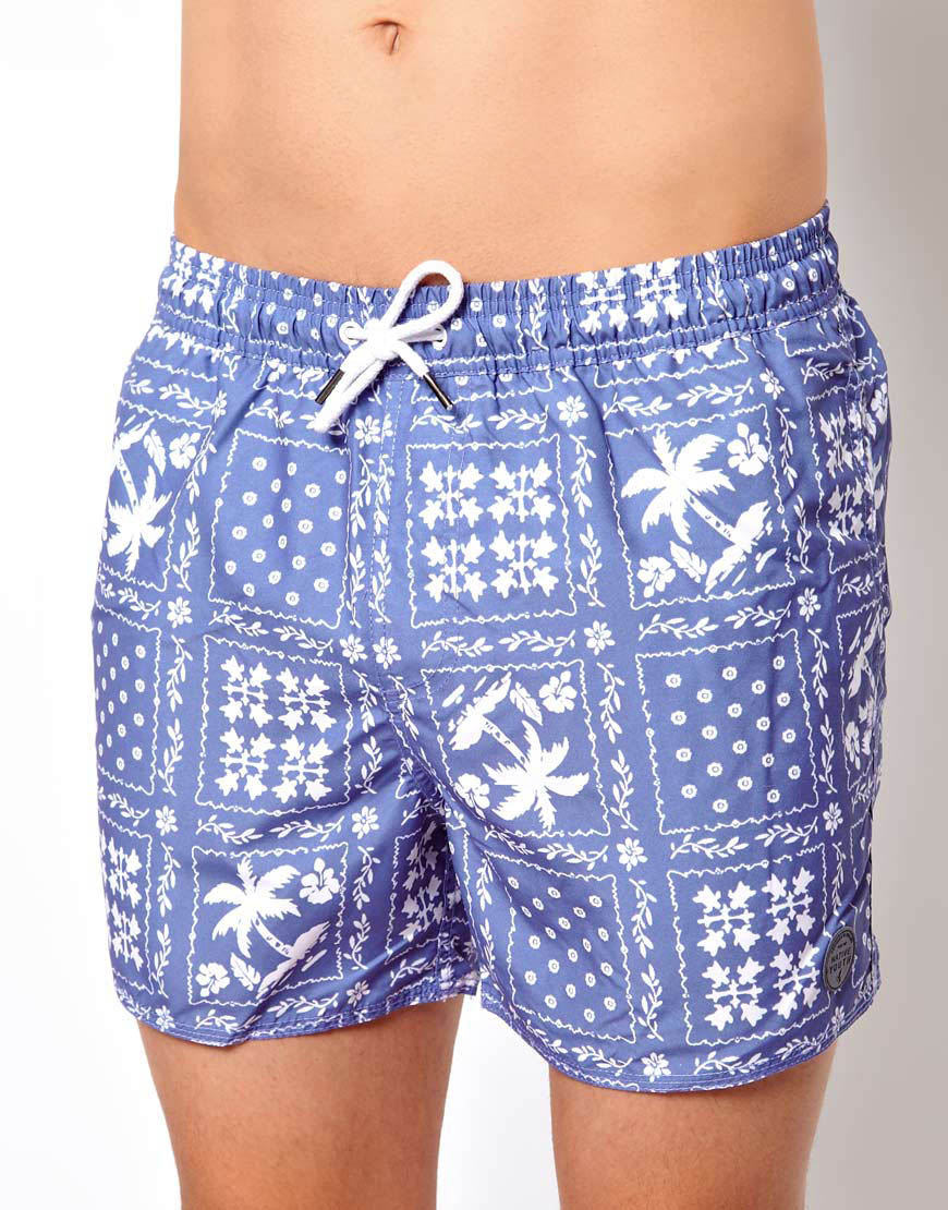 mens blue bandana shorts