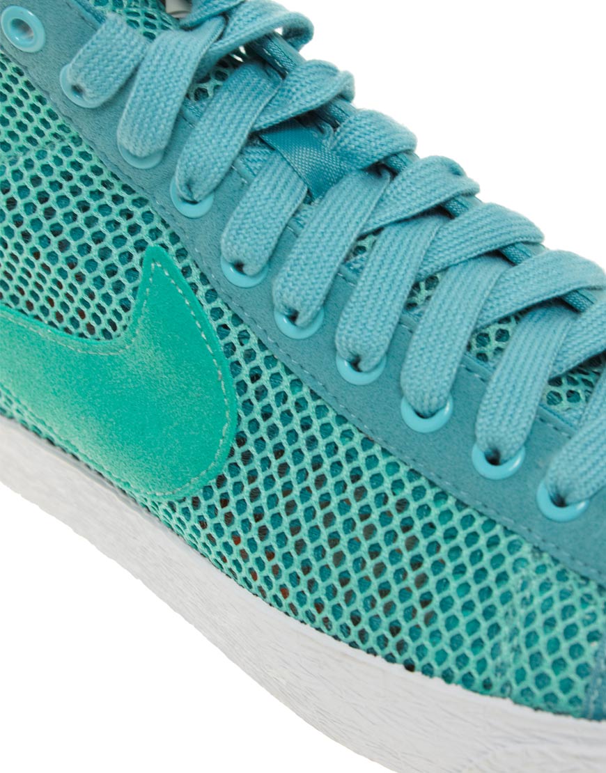 Nike Blazer Mid Mesh Turquoise High Top Trainers in Blue for Men | Lyst