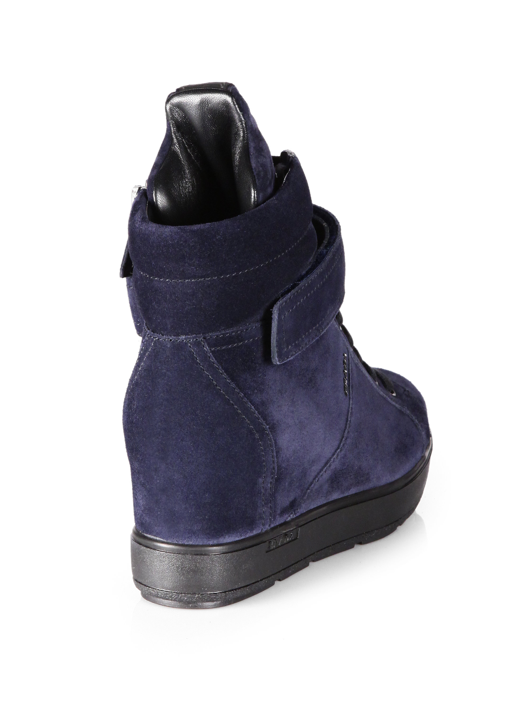 prada blue suede sneakers