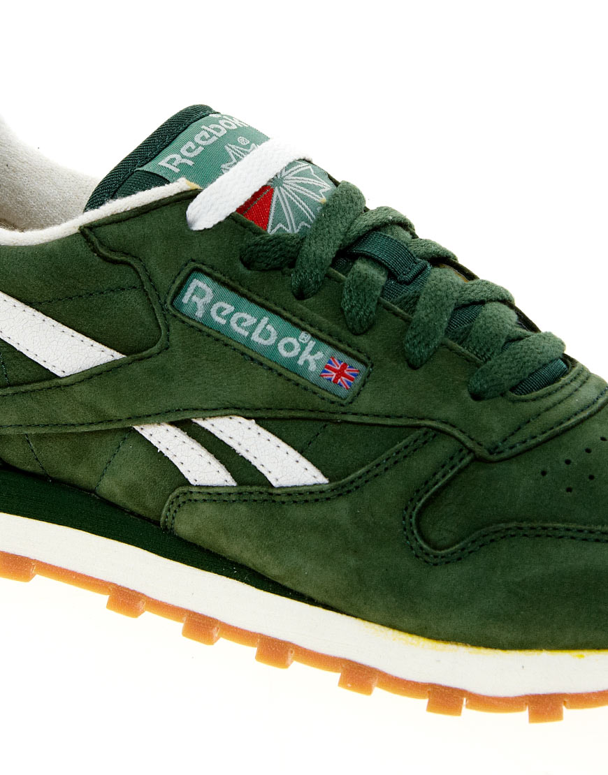 reebok classic green trainers