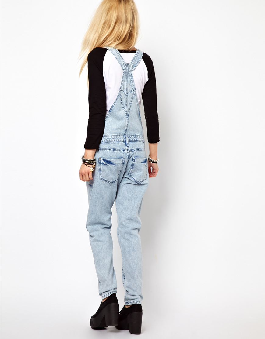 River Island Acid Wash Dungarees in Denim (Blue) - Lyst
